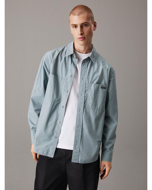 Chemise Relaxed En Popeline De Coton Calvin Klein pour homme en coloris Blue