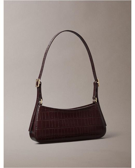 Calvin Klein Multicolor Monogram Logo Hardware Crocodile Print Shoulder Bag