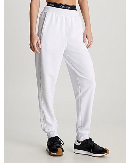 Calvin Klein Badstof joggingbroek in het White