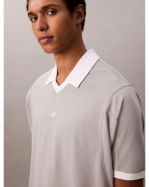 Calvin Klein Gray Jeans Sport Monogram Logo Polo Shirt for men