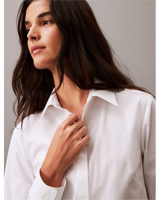 Calvin Klein Gray Slim Fit Stretch Poplin Button-down Shirt
