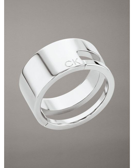 Calvin Klein Gray Minimalistic Stainless Steel Ring