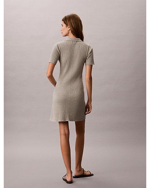 Calvin Klein Natural Jeans Ribbed Knit Flared Mini Dress