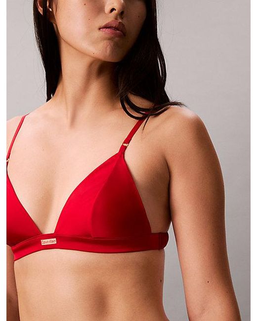Calvin Klein Red Unlined Satin Triangle Bra Lunar New Year