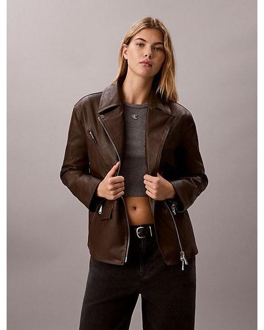 Calvin Klein Multicolor Jeans Faux Leather Motorcycle Jacket