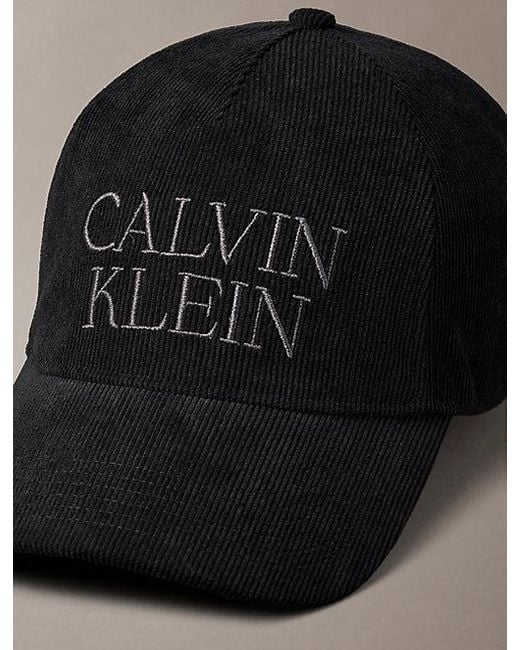 Calvin Klein Black Corduroy Logo Cap for men