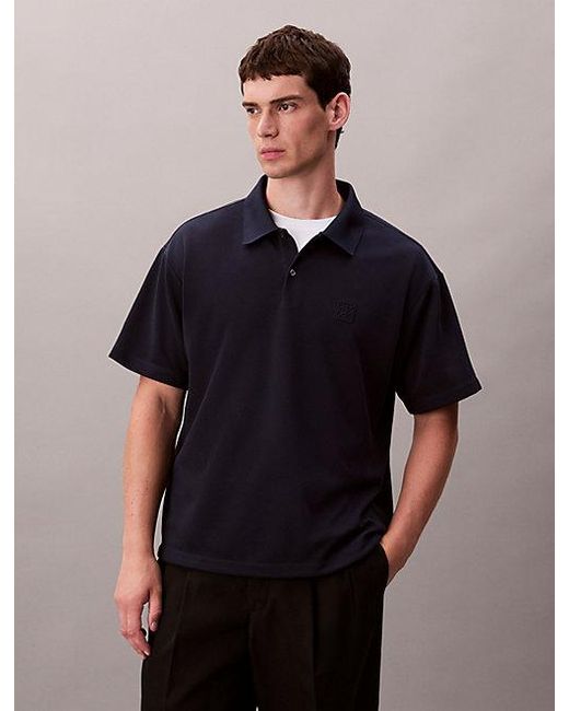 Calvin Klein Black Cotton Blend Pique Classic Polo Shirt for men