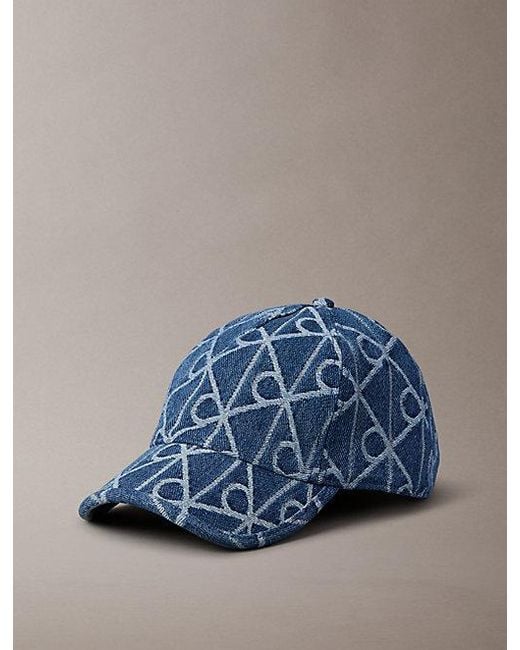 Calvin Klein Blue Denim Logo Jacquard Cap for men
