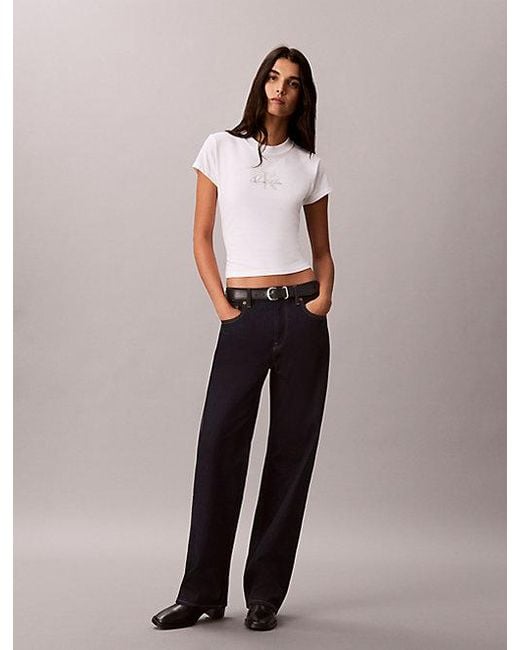 Calvin Klein White Jeans Monologo Baby Tee