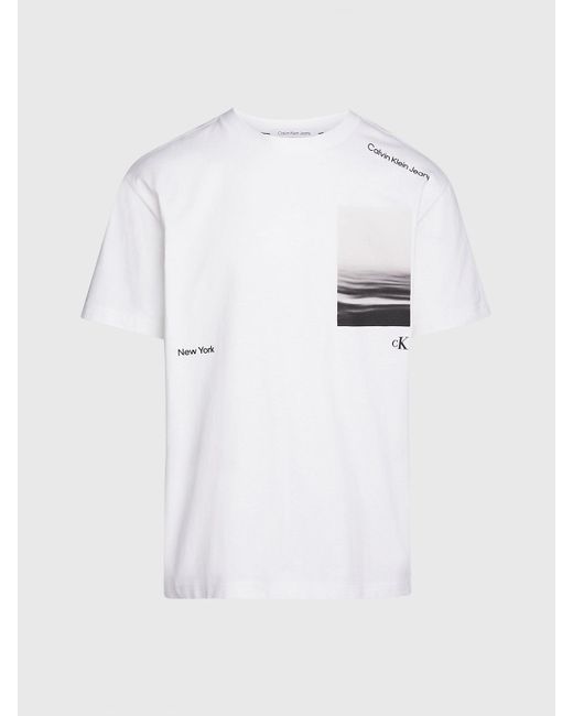 Calvin Klein White Photo Print T-shirt for men