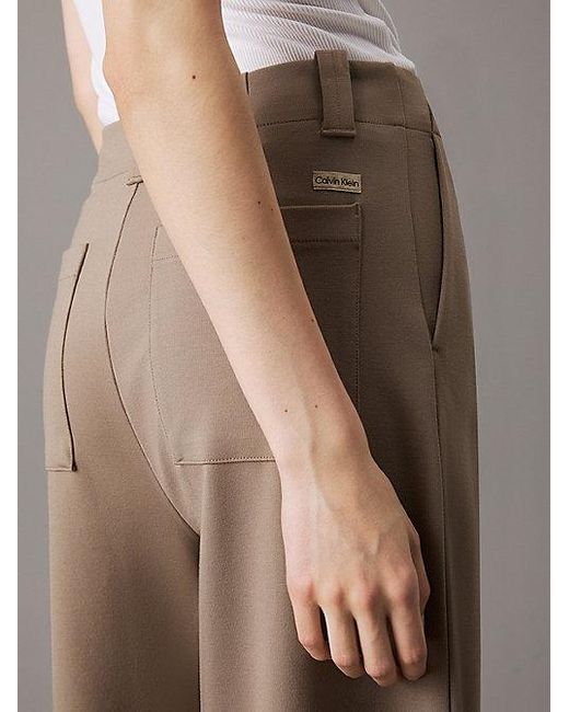 Calvin Klein Broek Met Wijde Pijpen Van Milano Jersey in het Brown