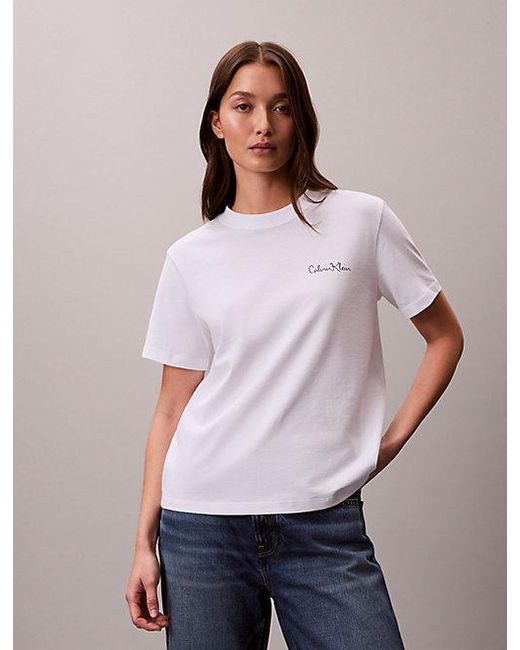 Calvin Klein White Jeans Logo Graphic Classic T-Shirt