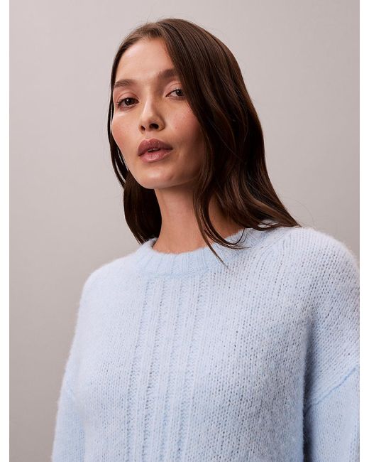 Calvin Klein White Brushed Blend Pullover Jumper