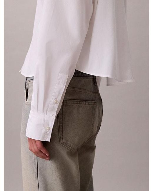 Calvin Klein Purple Poplin Relaxed Cropped Button Up Shirt