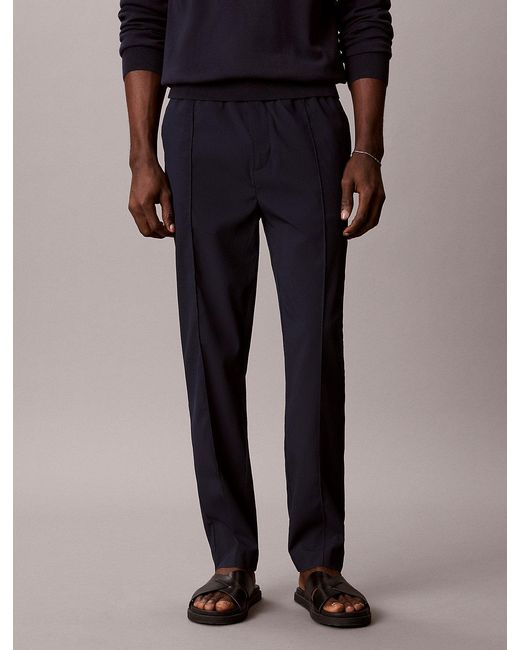 Calvin Klein Blue Seersucker Pull-On Trousers for men