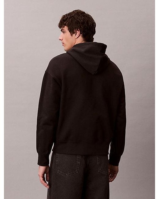 Calvin Klein Black Heavy Jersey Logo Hoodie for men