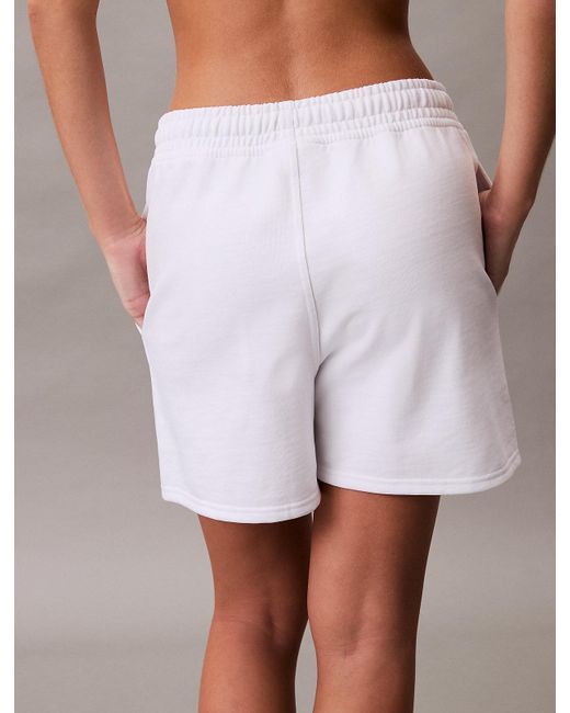 Calvin Klein White Jeans Cotton Terry Jogger Shorts