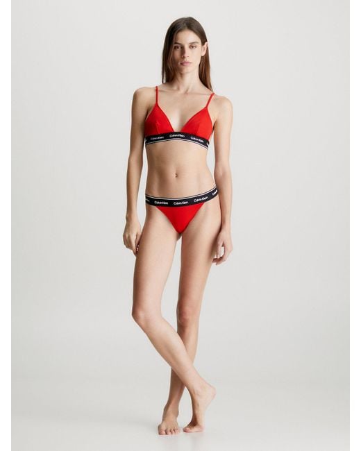 Calvin Klein Red Triangle Bikini Top - Ck Meta Legacy