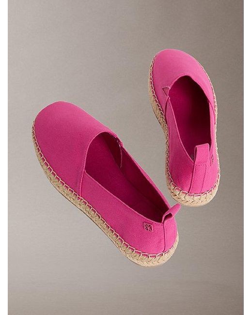 Calvin Klein Pink Tessa Canvas Emblem Logo Espadrilles