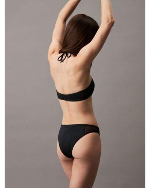 Calvin Klein Bikinibroekje Met Doorzichtige Inzet in het Black