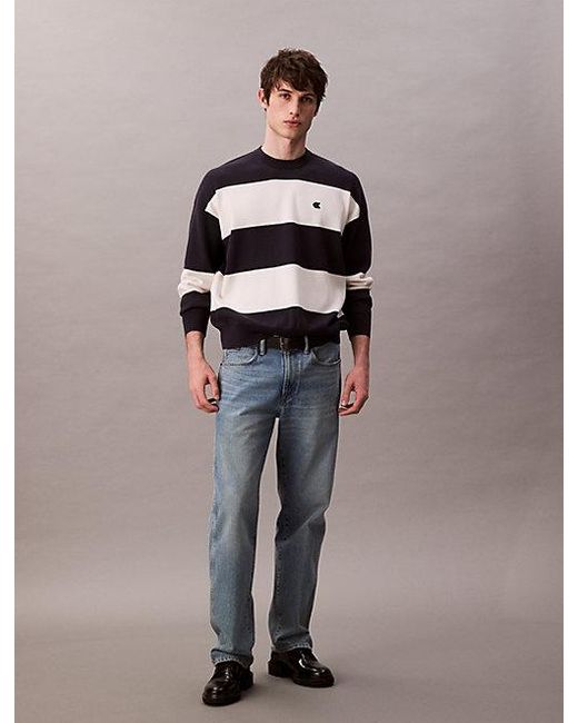 Calvin Klein Relaxed Gebreide Trui Met Strepen in het Blue voor heren