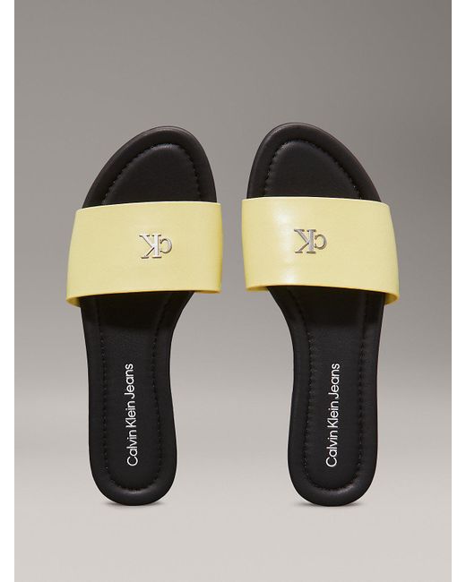 Tongs En Similicuir Calvin Klein en coloris Gray