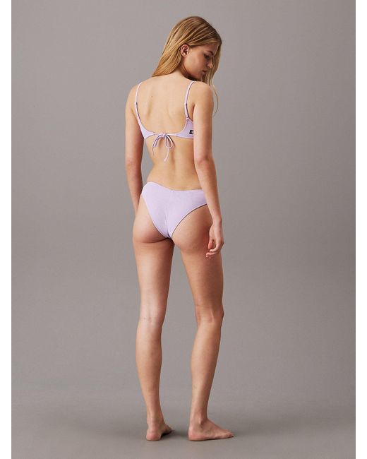 Calvin Klein Purple Brazilian Bikini Bottoms - Ck Monogram Texture