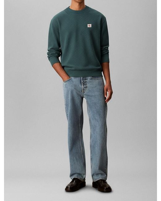 Pull En Maille Gaufrée De Coton Calvin Klein pour homme en coloris Gray