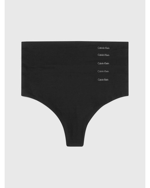 Calvin Klein Black 5 Pack Thongs - Invisibles