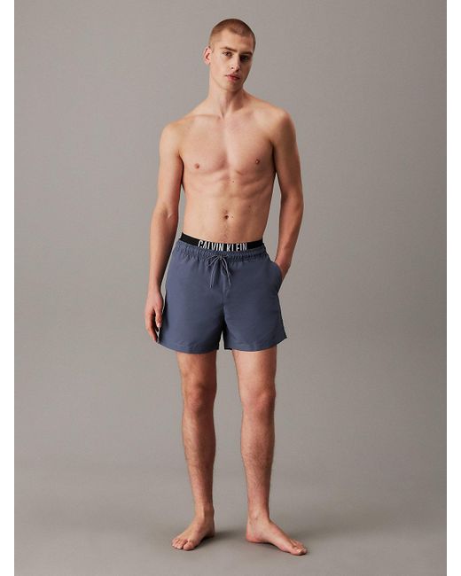 Calvin Klein Blue Double Waistband Swim Shorts for men