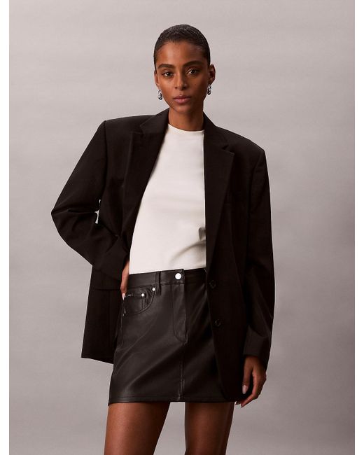 Calvin Klein Brown Faux Leather Mini Skirt
