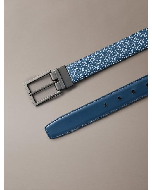 Cintura Con Logo Emblem Double-Face di Calvin Klein in Blue da Uomo