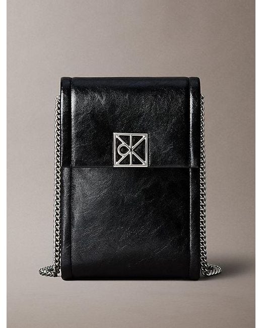 Calvin Klein Black Emblem Logo Crossbody Phone Bag