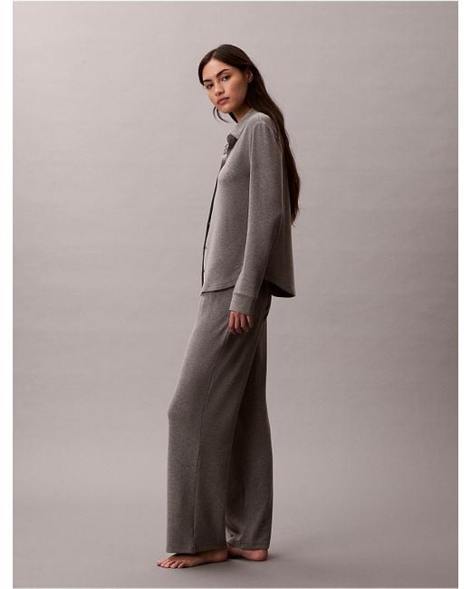 Calvin Klein Brown Brushed Interlock Pants