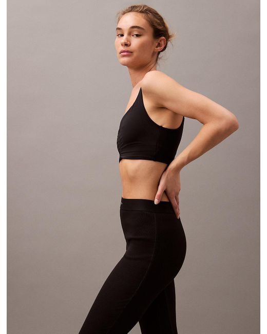 Calvin Klein Black Ribbed Cotton Lounge Leggings