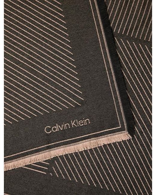 Calvin Klein Gray Emblem Logo Graphic Scarf