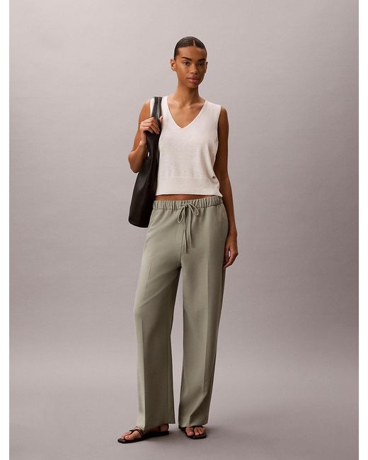 Calvin Klein Natural Soft Twill Drawstring Trousers