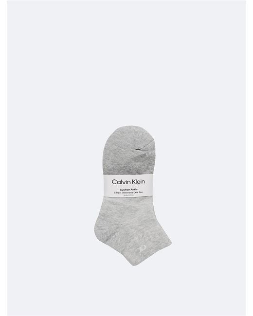 Calvin Klein Gray Basic Cushion Quarter 6-Pack Socks