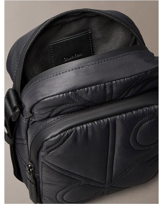 Calvin Klein Gray Puffer Monogram Logo Reporter Bag for men