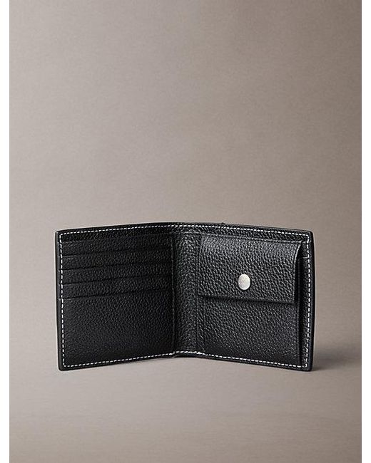 Calvin Klein Gray Monologo Bifold Wallet With Coin Pouch for men