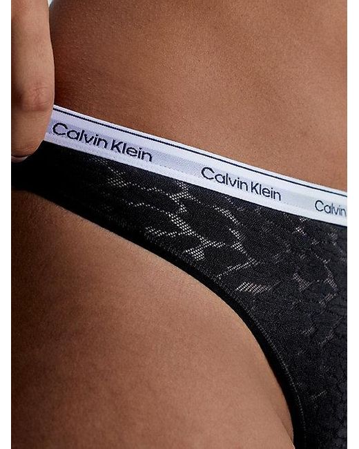 Calvin Klein Blue Lace High Leg Thong