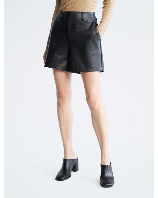 Calvin Klein Black Faux Leather Shorts