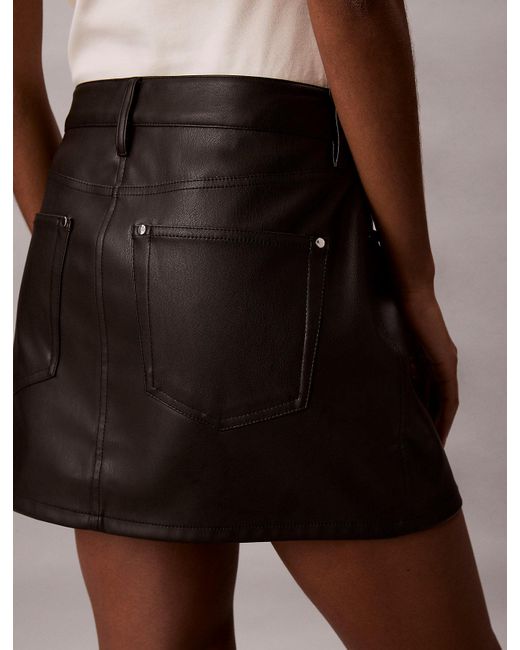 Calvin Klein Brown Faux Leather Mini Skirt