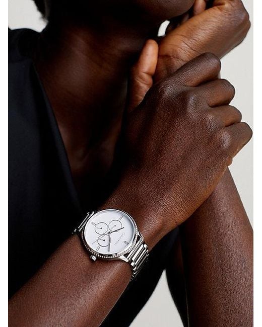Calvin Klein Gray Multifunction Crystal Embellished Watch