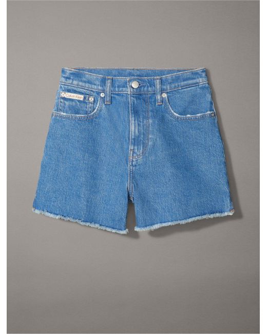 Calvin Klein Blue High Rise Midi Denim Shorts