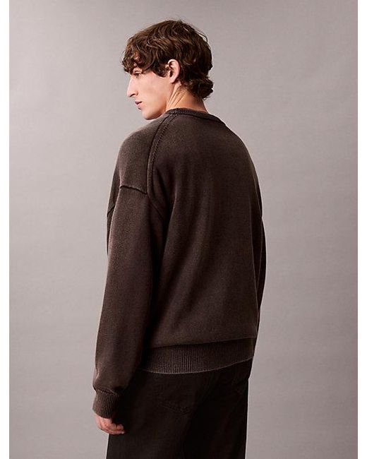 Calvin Klein Brown Jeans Relaxed Monogram Cotton Jumper for men