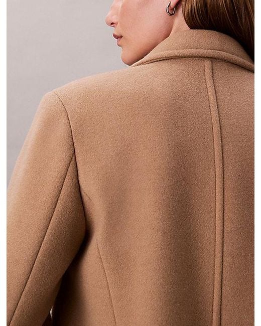 Calvin Klein Brown Wool Blend Tailored Coat