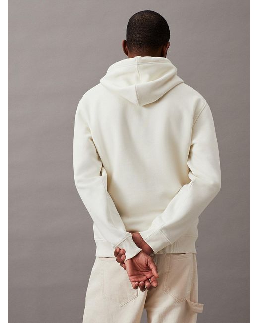 Calvin Klein Gray Logo Tape Fleece Hoodie for men