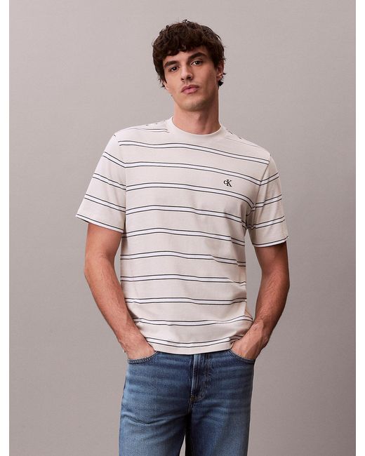Calvin Klein Multicolor Stripe Monogram T-Shirt for men
