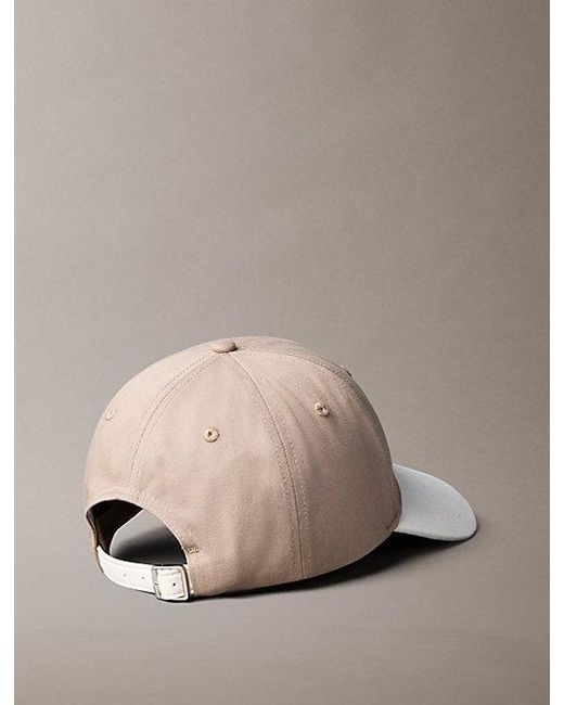 Calvin Klein Natural Mixed Media Colourblock Emblem Logo Cap for men